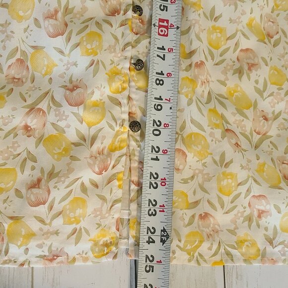 FATE Yellow Floral Balloon Long Sleeve Blouse Lace Inset Cottage Feminine Small - Picture 7 of 9